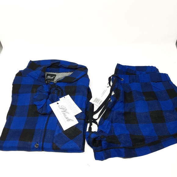 PLUSH Plaid Short PJ Set With Scrunchie - Picture 8 of 11